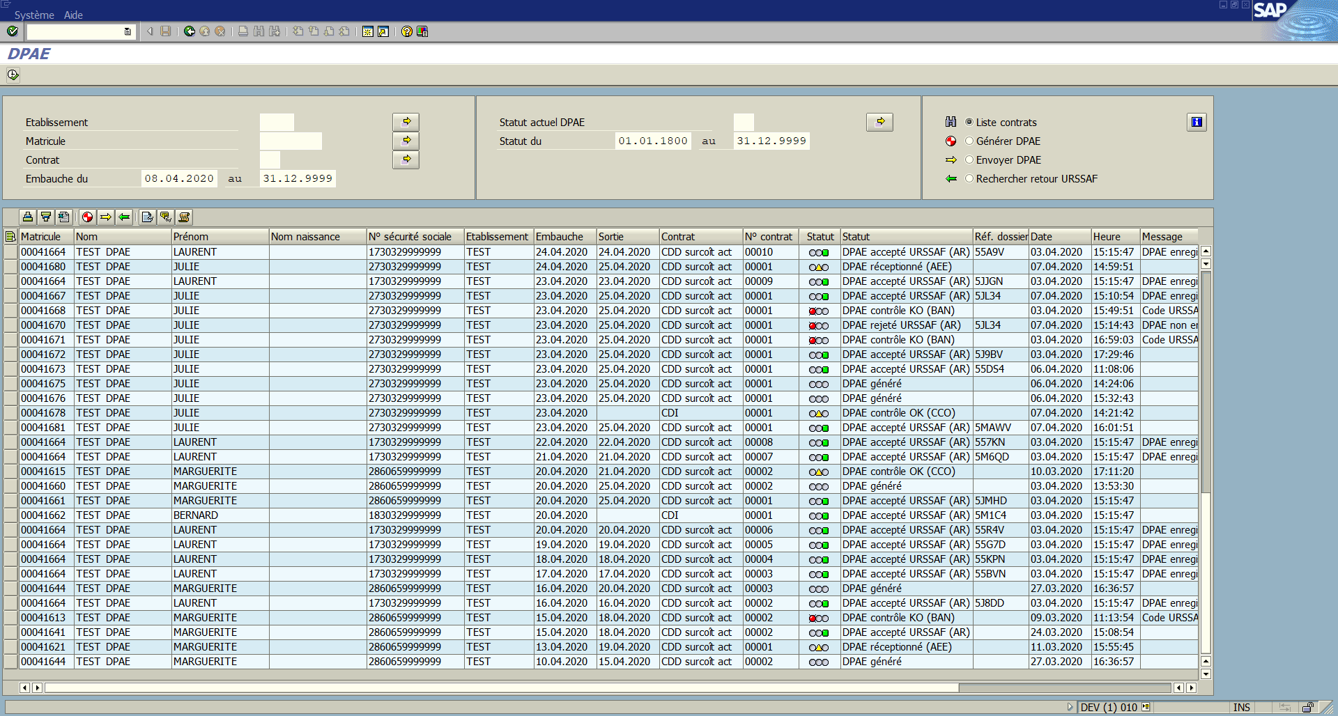 Transaction ZHR_DPAE